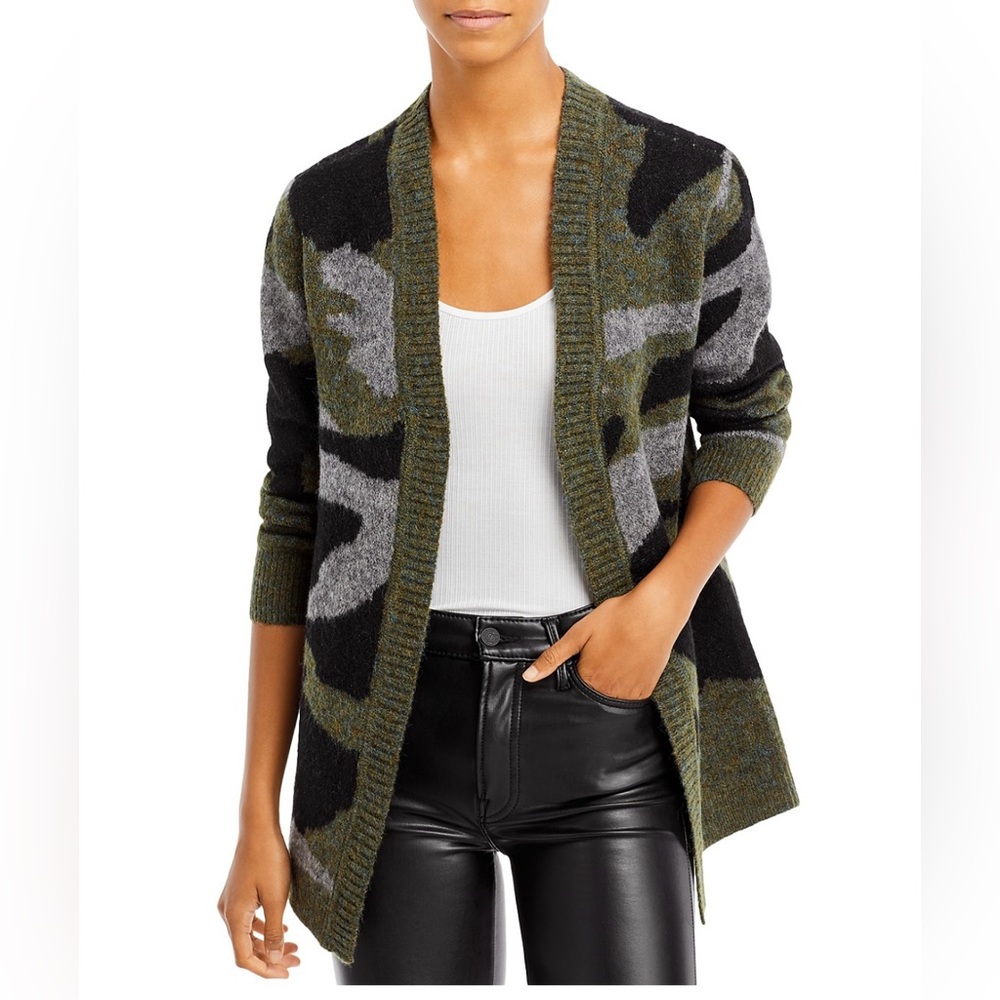Aqua Camo Open Front Cardigan Sweater XL